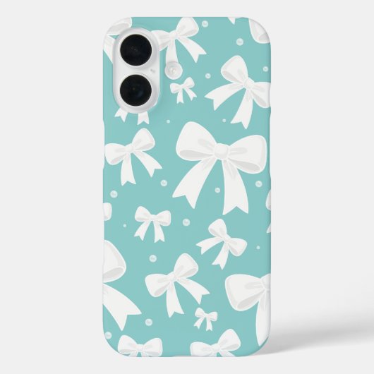 Coques Case-Mate iPhone Coquette Bleue Avec Perles Et Rubans Blancs  (Verso)