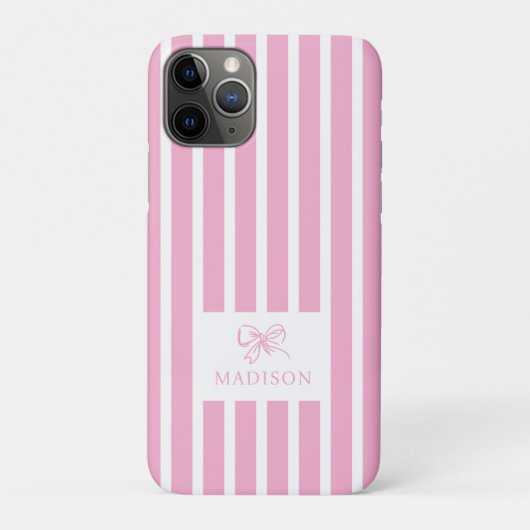 Coques Case-Mate iPhone Coquette Bow rose mignonne Preppy Nom personnalisé (Dos)
