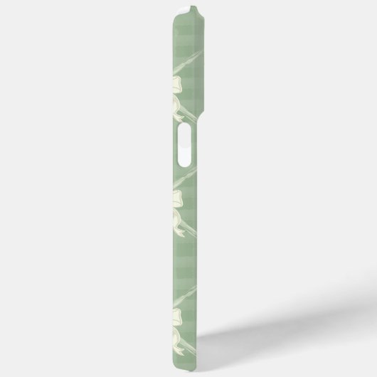 Coques Case-Mate iPhone  Coquette Bows Gingham Monogram Cream Sage Green (Verso / Droite)