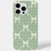 Coques Case-Mate iPhone Coquette Bows Gingham Pattern Cream Sage Green (Verso)