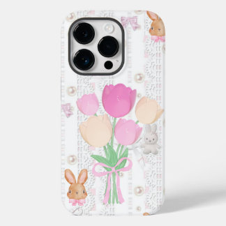 Coque Pour iPhone 14 Pro Coquette Bunny Phone Case – White & Floral