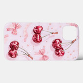 Coques Case-Mate iPhone Coquette Cerises blanches et vaches roses (Verso (horizontal))
