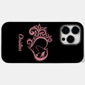 Coques Case-Mate iPhone Coquette Coeur rose Cheval Fille Feminine Élégante (Verso (horizontal))