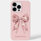 Coques Case-Mate iPhone Coquette fille rose Toile de Jouy Bow avec nom (Verso)
