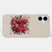 Coques Case-Mate iPhone Coquette florale rouge et rose (Verso (horizontal))