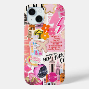 Coque Pour iPhone 15 Coquette Girl Preppy Collage, Dossier téléphonique