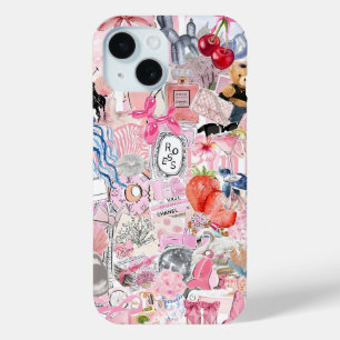 Coque Pour iPhone 15 Coquette Girl Preppy Collage, Dossier téléphonique