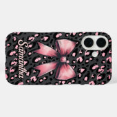 Coques Case-Mate iPhone Coquette Imprimé Léopard Rose Chic Monogramme (Verso (horizontal))