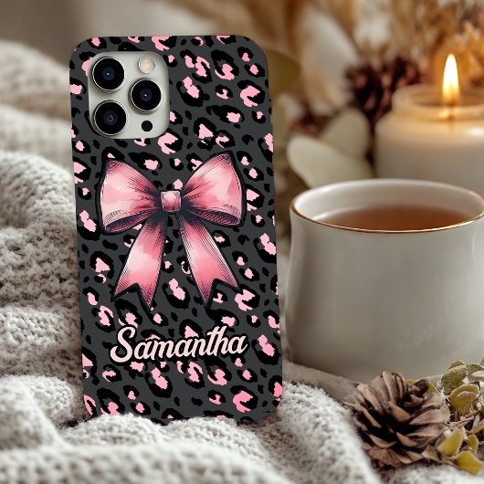 Coques Case-Mate iPhone Coquette Imprimé Léopard Rose Chic Monogramme