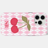Coques Case-Mate iPhone Coquette Monogramme rose Jacquard rose cerise (Verso (horizontal))