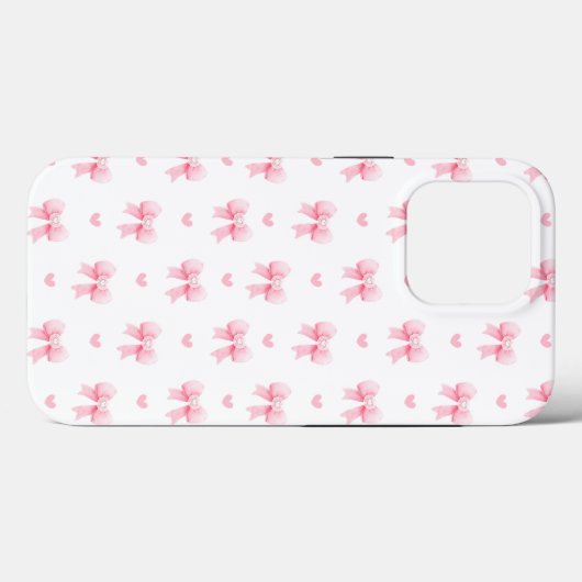 Coques Case-Mate iPhone Coquette Pink Bows Ribbons Motif sans couture (Verso (horizontal))