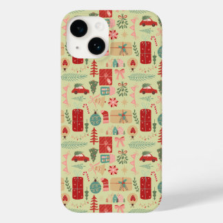 Coque Pour iPhone 14 Coquette Pink et Mint Vert Noël