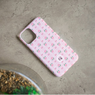 Coque Pour iPhone 15 Coquette Plaid Ruban et rose Rose