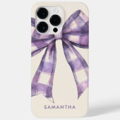 Coques Case-Mate iPhone Coquette Purple Aquarelle À damiers Bow avec nom (Verso)