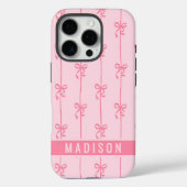 Coques Case-Mate iPhone Coquette Rose Bows Moderne Nom Personnalisé Fille (Verso)