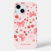 Coques Case-Mate iPhone Coquette rose mignonne Cerises et vaches sur mesur (Verso)