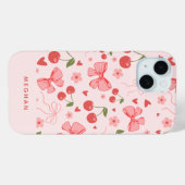 Coques Case-Mate iPhone Coquette rose mignonne Cerises et vaches sur mesur (Verso (horizontal))