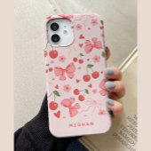 Coques Case-Mate iPhone Coquette rose mignonne Cerises et vaches sur mesur