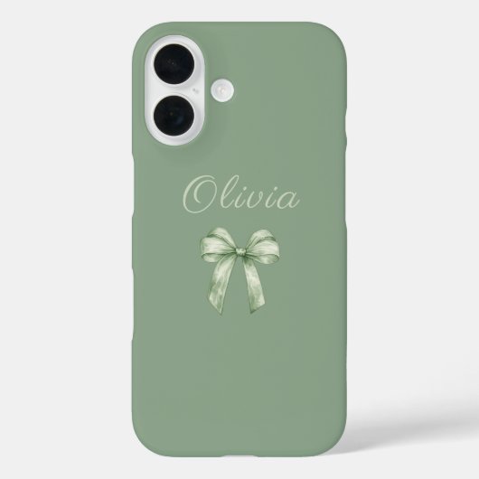 Coques Case-Mate iPhone Coquette Sage Green Bow Initial (Verso)