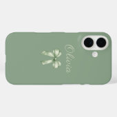 Coques Case-Mate iPhone Coquette Sage Green Bow Initial (Verso (horizontal))