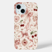 Coquette Vintage Rose Ruban Et Cerise Esthétique