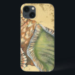 iPhone 13 Case Coquillage Brown et vert<br><div class="desc">Si vous ne pouvez pas vous rendre à la plage aujourd'hui,  obtenez cette image de style classique de ce coquillage vert et marron unique aujourd'hui! Ce coquillage au bord de l'océan est entouré de sable chaud dans ce tableau et serait parfait pour tous les produits nautiques.</div>