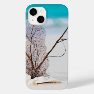 Coque Pour iPhone 14 Coquillages blancs sur une plage tropicale