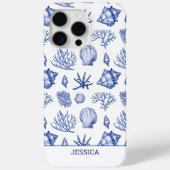 Coques Case-Mate iPhone Coquillages bleus modernes personnalisés plage côt (Verso)