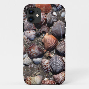 Coques Pour iPhone Coquillages colorés crantés sur un sable noir