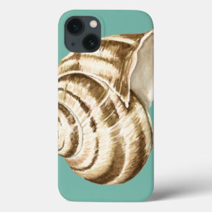 Etui iPhone 13 Coquille striée Sepia sur Turquoise