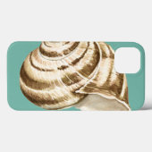 Coques Case-Mate iPhone Coquille striée Sepia sur Turquoise (Verso (horizontal))