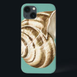 Etui iPhone Case-Mate Coquille striée Sepia sur Turquoise<br><div class="desc">Megan Meagher est connue pour ses oeuvres d'art simples. Il s'agit d'une grande image d'art décoratif qui capte la vie marine avec une coquille sépia conque rayée. Obtenez cette impression fine d'art aujourd'hui sur couleur turquoise sur votre produit Zazzle.</div>