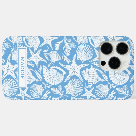 Coques Case-Mate iPhone Coquilles Bleues Personnalisées (Verso (horizontal))