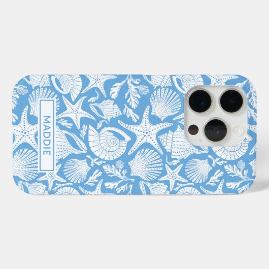 Coques Case-Mate iPhone Coquilles Bleues Personnalisées (Verso (horizontal))