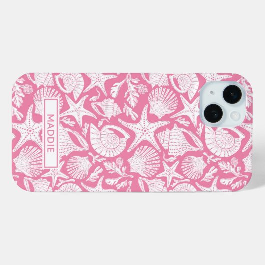 Coques Case-Mate iPhone Coquilles roses personnalisées (Verso (horizontal))