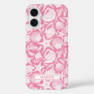 Coques iPhone 16 Coquilles roses personnalisées