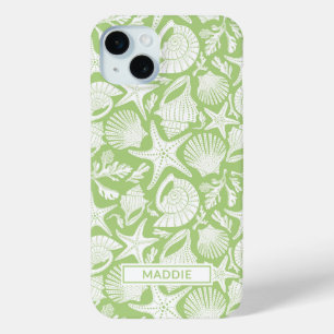 Coque iPhone 15 Mini Coquilles Vertes Personnalisées