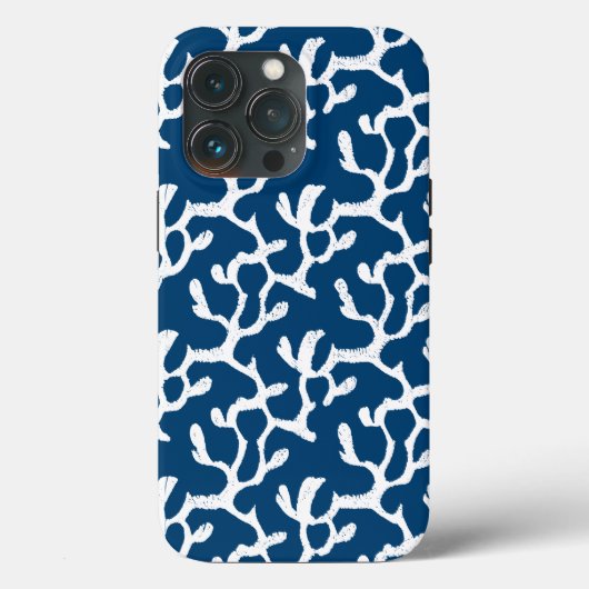 Coques Case-Mate iPhone Corail Abstrait bleu et blanc Motif répétitif (Verso)