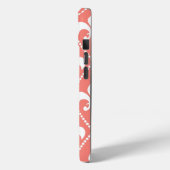 Coques Case-Mate iPhone Corail Fleur de Lis avec monogramme (Verso / Gauche)