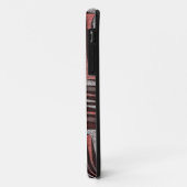 Coques Case-Mate iPhone Corail, gris, motif brun zigzag. (Dos/Gauche)