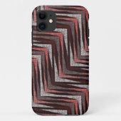 Coques Case-Mate iPhone Corail, gris, motif brun zigzag. (Dos)