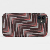 Coques Case-Mate iPhone Corail, gris, motif brun zigzag. (Dos (Horizontal))