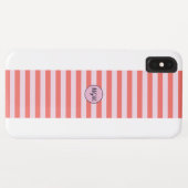 Coques Case-Mate iPhone Corail moderne Monogramme rayé rouge et rose (Dos (Horizontal))