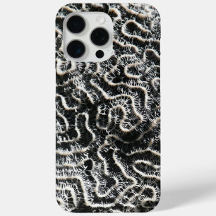 Coque iPhone 15 Pro Max Corail noir et blanc I Photo de nature abstraite