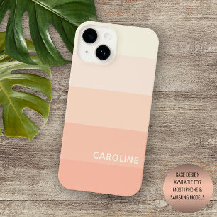 Coque Pour iPhone 14 Corail orange pastel personnalisé en rayure pêche