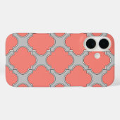 Coques Case-Mate iPhone Corail quatrefeuille et gris (Verso (horizontal))