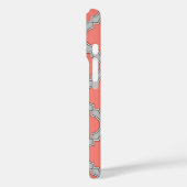 Coques Case-Mate iPhone Corail quatrefeuille et gris (Verso / Gauche)