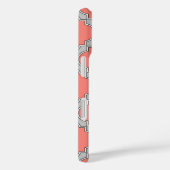 Coques Case-Mate iPhone Corail quatrefeuille et gris (Verso / Droite)