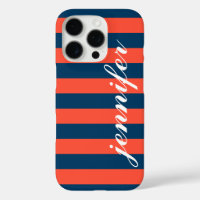 Corail Red et Navy Strips Custom Script Monogramme