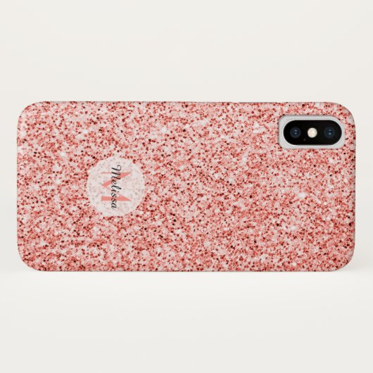 Coques Case-Mate iPhone Corail rose pâle scintille pastel (Dos (Horizontal))